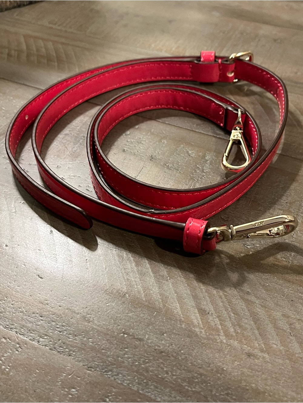 DKNY Hot Pink Patent Leather Crossbody Strap with Gold Hardware